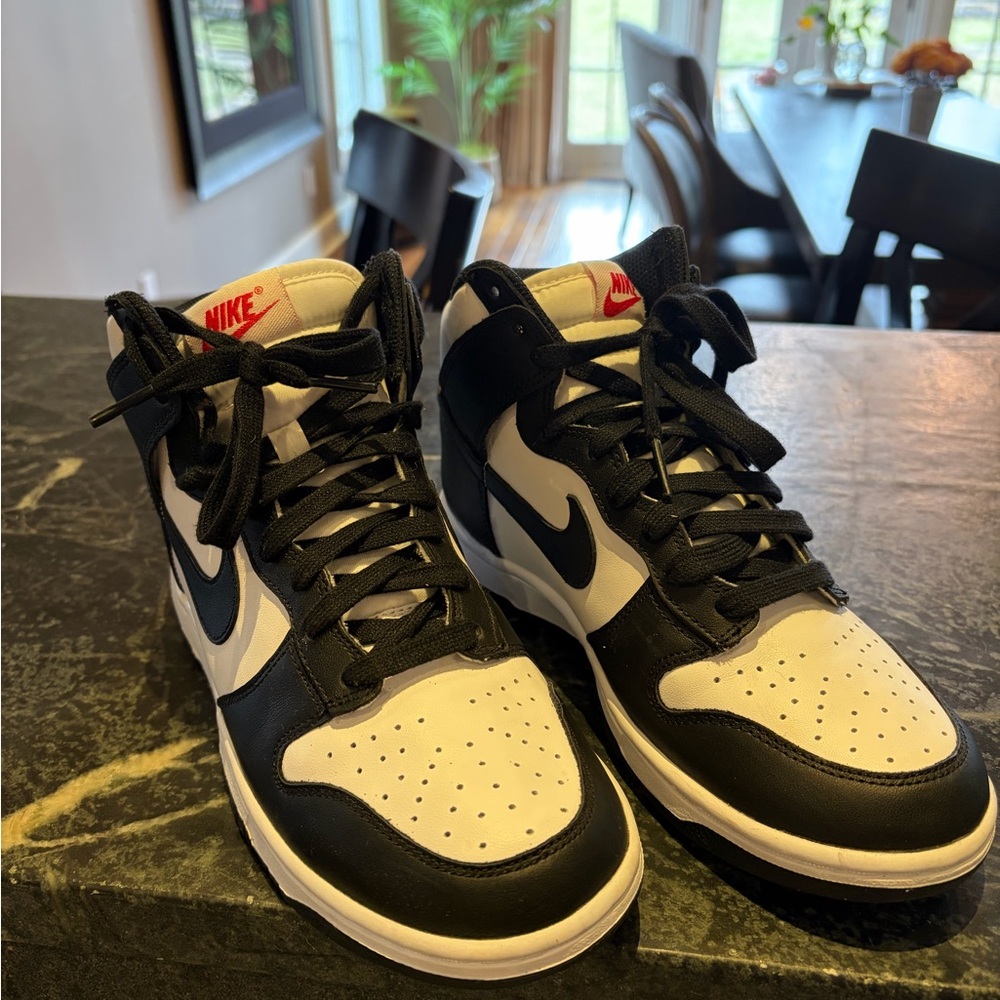 Nike Air black & white “panda” high tops, size 7.5, UK 5, EUR 38.5.